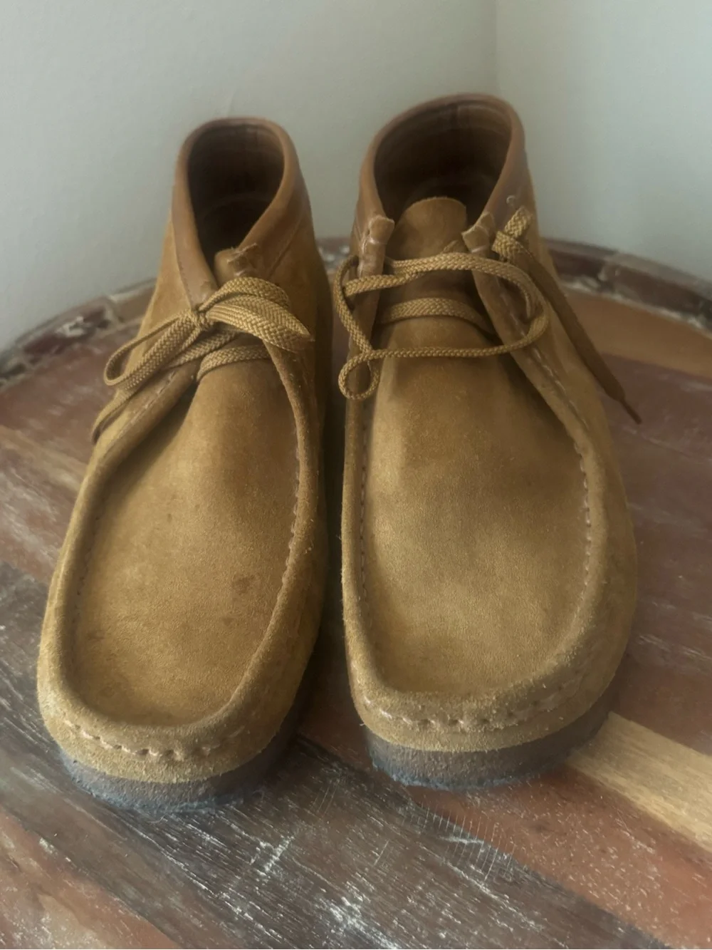 Vintage Clarks Sand Suede Wallabee Ankle Boots Size 10M Dress Casual